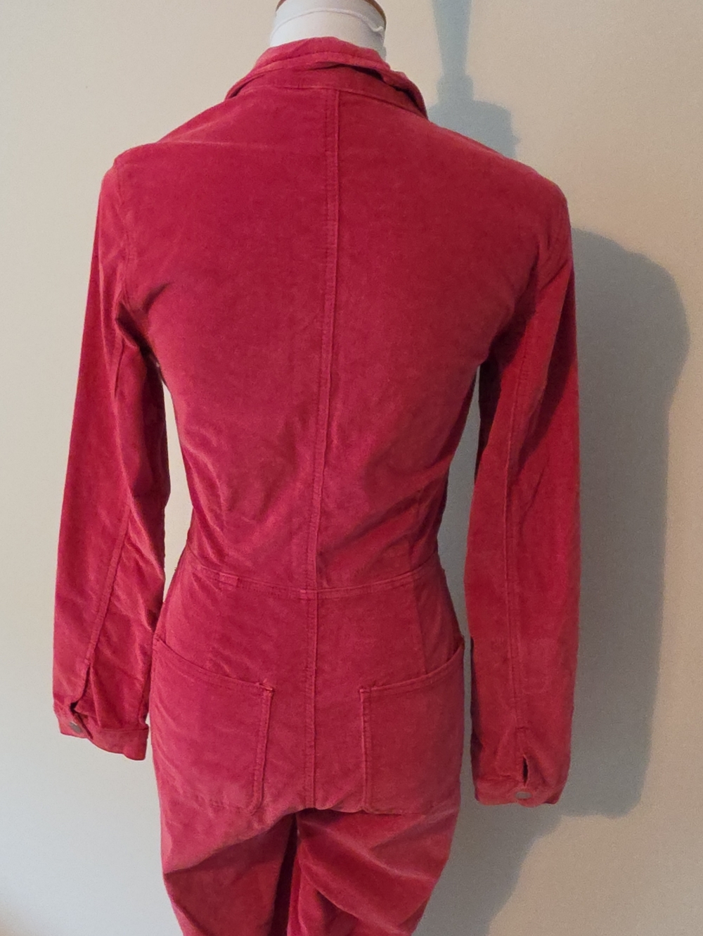 Free People Women's Red Corduroy Zip-Front Jumpsuit - Picture 3 of 9